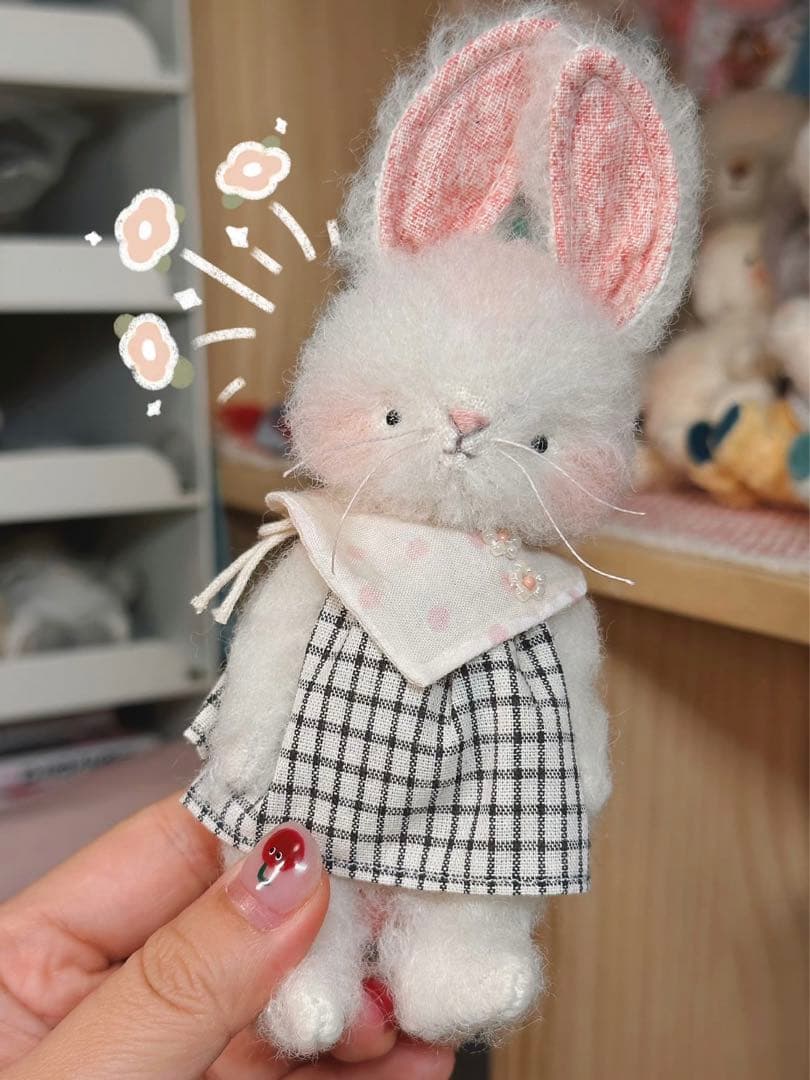 モコモコうさぎベイビー 海外作家様 ぬいぐるみ ハンドメイド アーティストベア