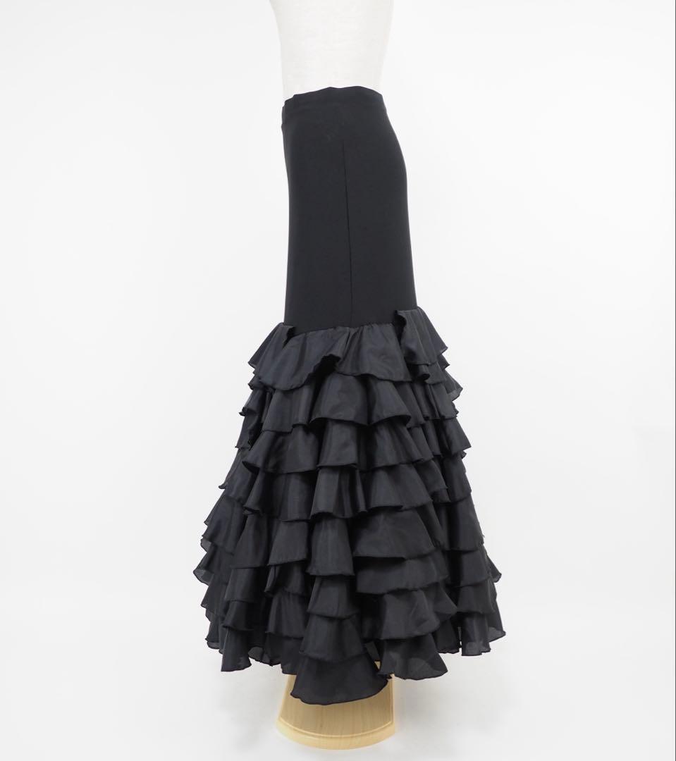 フラメンコ　ファルダ　※訳あり　新品　黒　レッスンファルダ　フラメンコ衣装