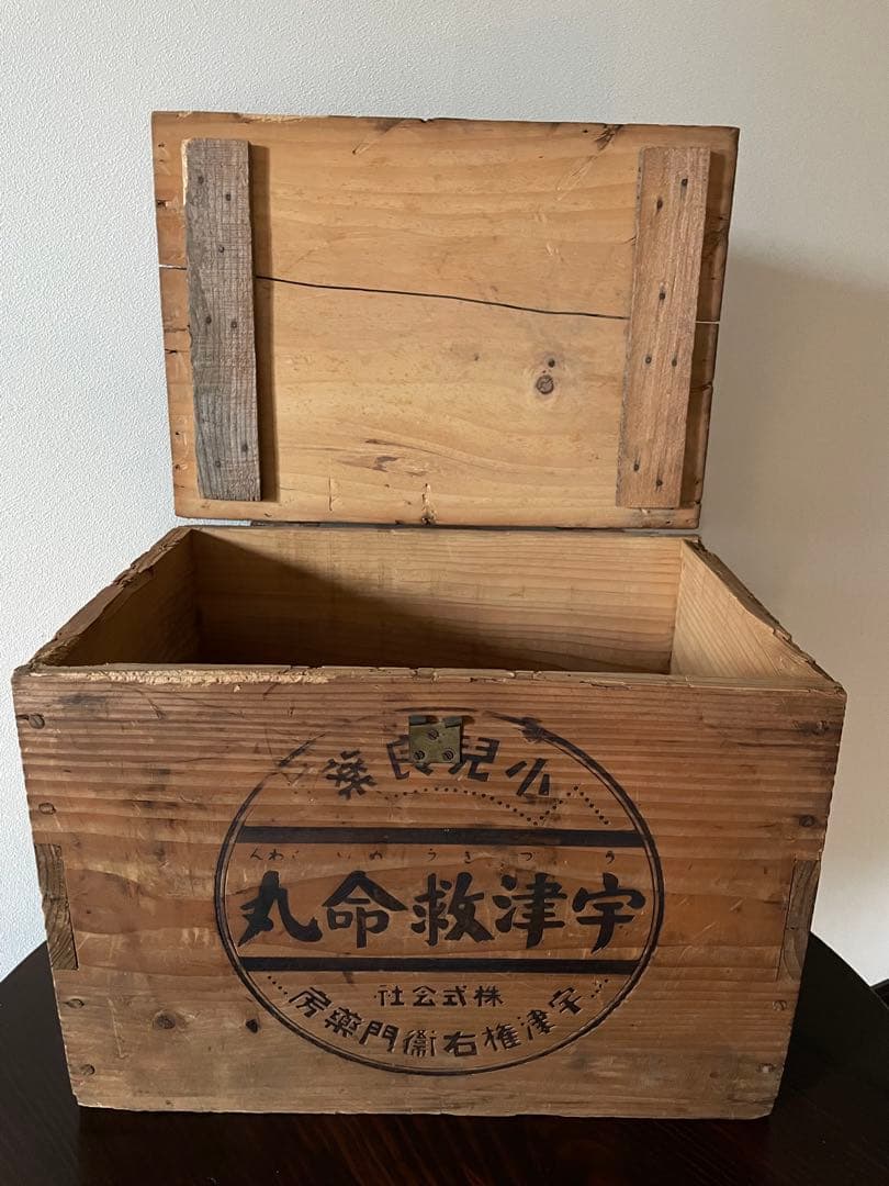 木箱　戦前　昭和レトロ　ボテ箱　自転車・バイク　アンティーク　木製収納箱　看板