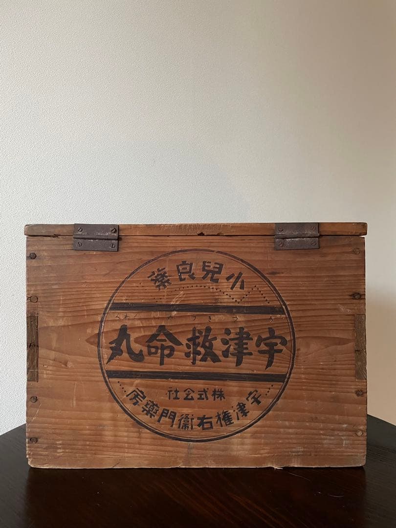 木箱　戦前　昭和レトロ　ボテ箱　自転車・バイク　アンティーク　木製収納箱　看板