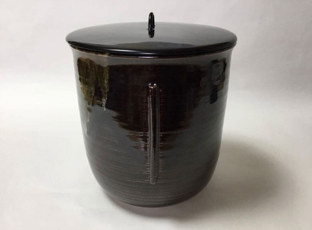 茶道具 古物品 水指 高取 丸 翠峰 木箱入