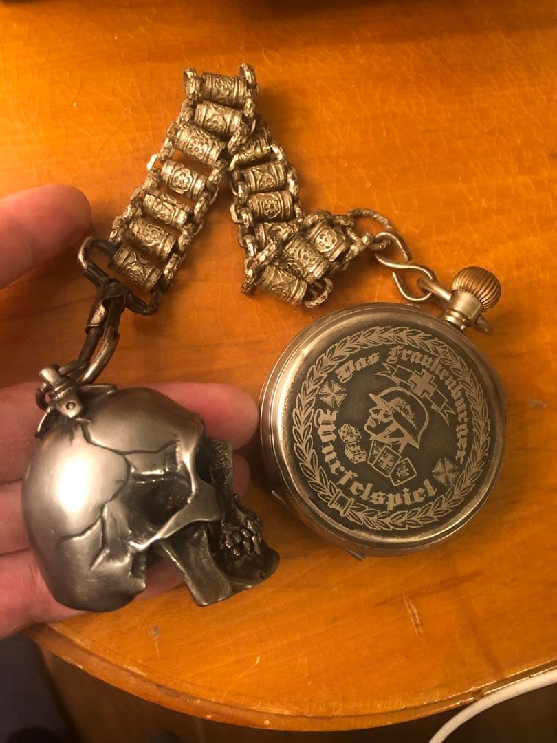 ビンテージ　スカル　髑髏　骸骨　インダストリアル　ドイツ　懐中時計　アンティーク