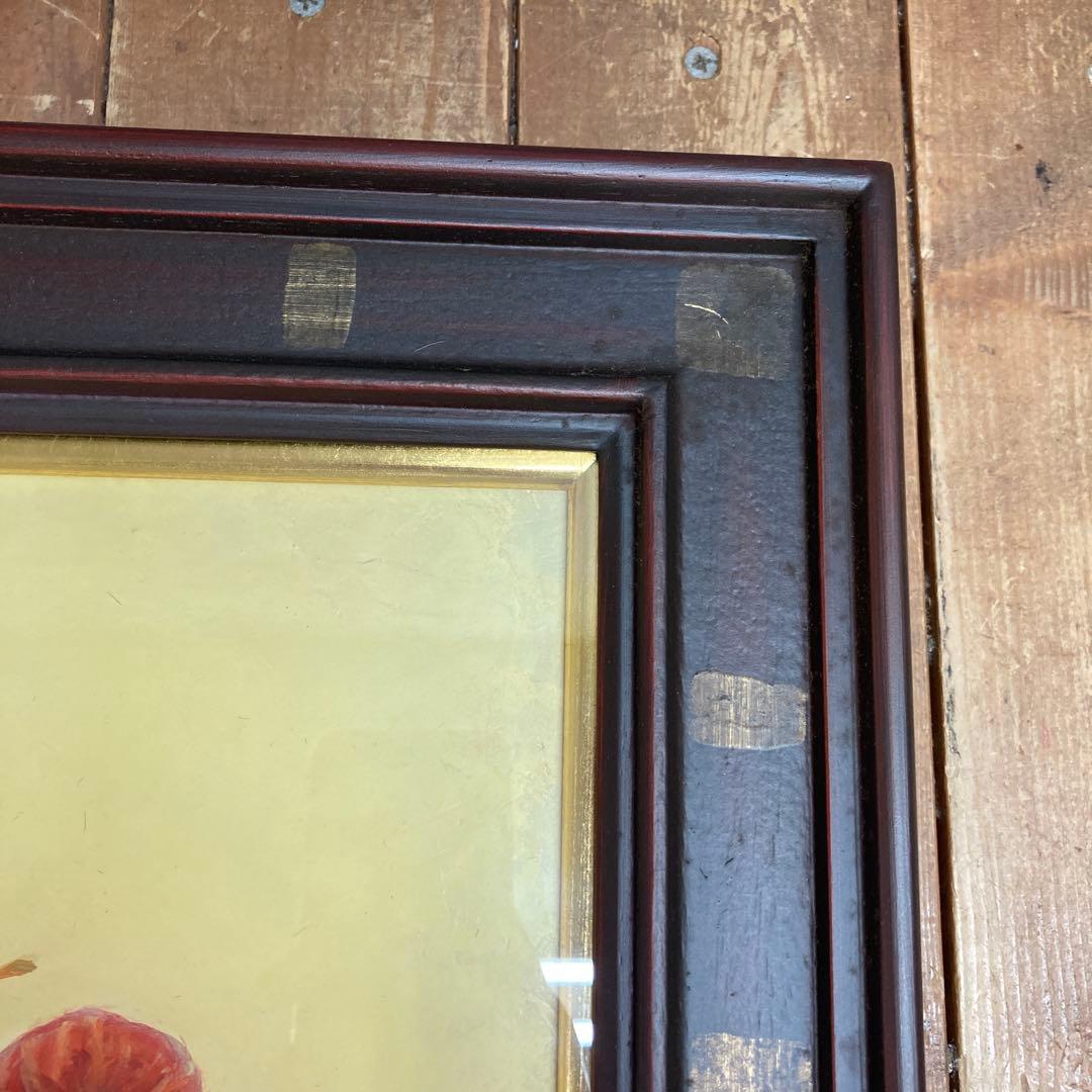 【真作】中井亮「ほおずき」油彩画 F3号程度 サイン有 額装済み 静物画