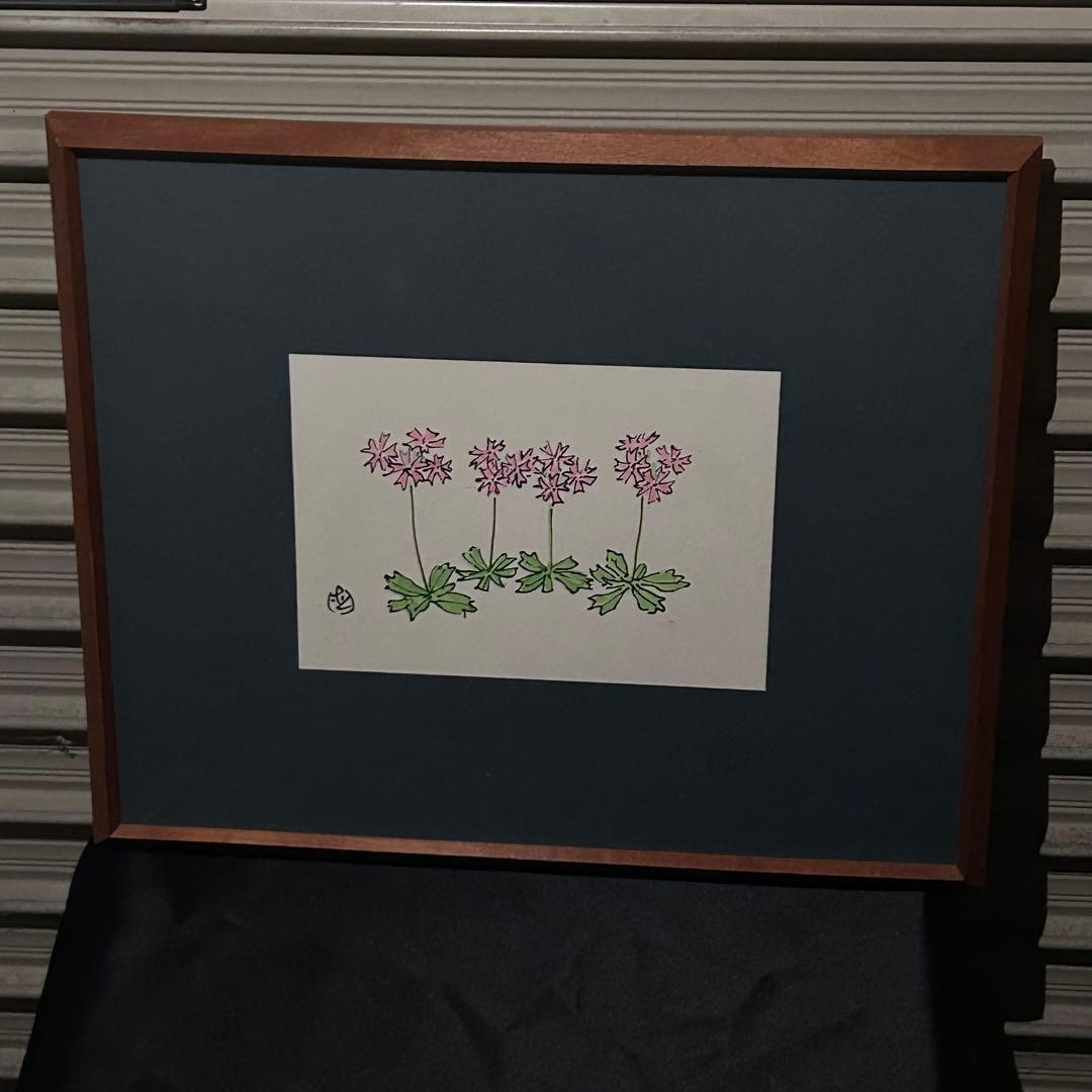 t*8様 【希少】坂本直行　額装 水彩画　『えぞこざくら 』　アート