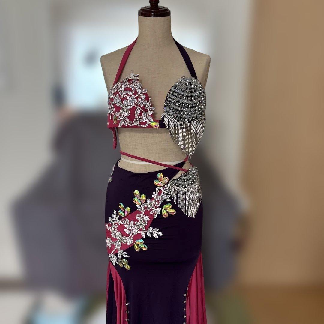 ベリーダンス セットアップ 紫とピンク