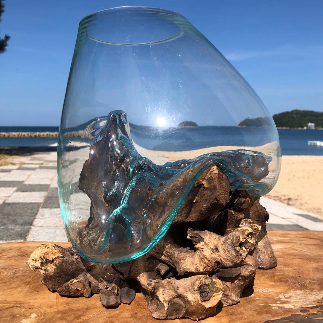 流木ガラス オブジェ超特大D 花瓶 金魚鉢 水槽 テラリウム 観賞魚 メダカ容器