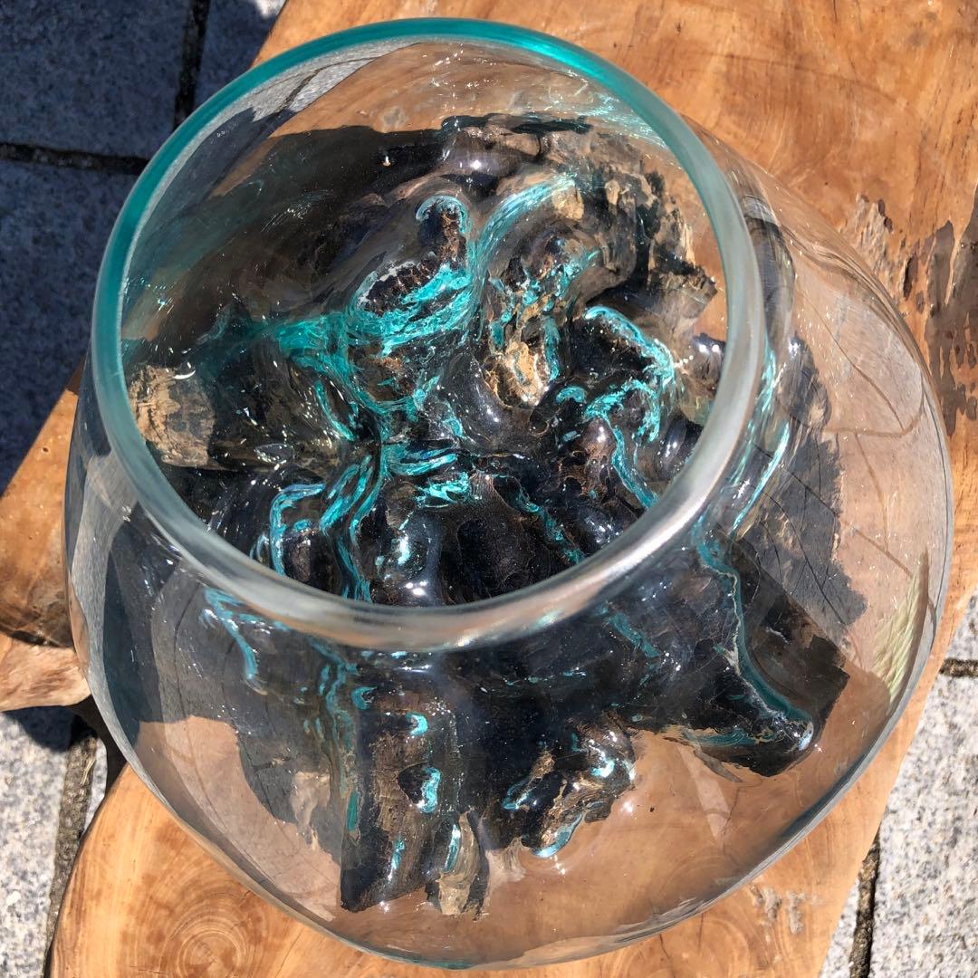 流木ガラス オブジェ超特大D 花瓶 金魚鉢 水槽 テラリウム 観賞魚 メダカ容器