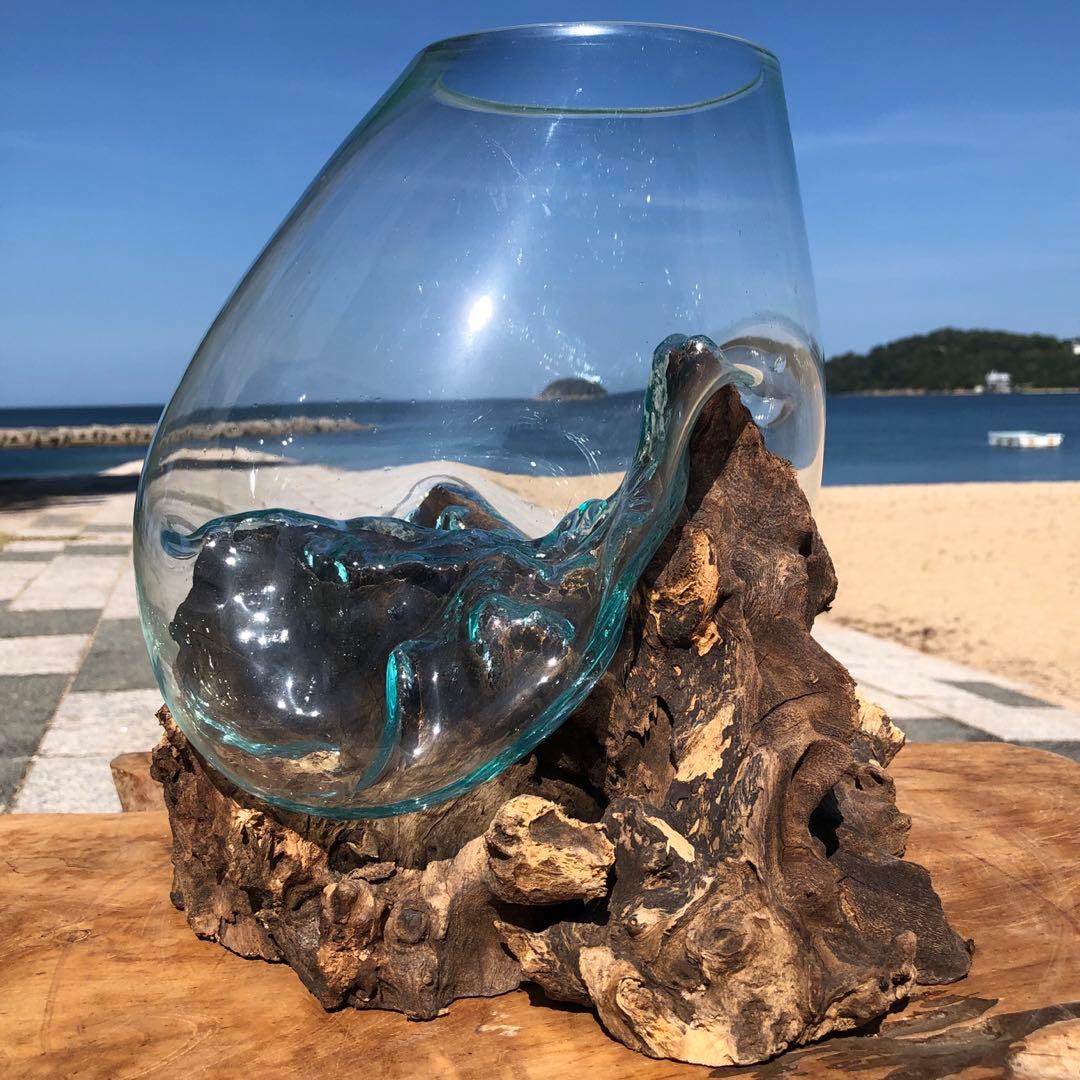 流木ガラス オブジェ超特大D 花瓶 金魚鉢 水槽 テラリウム 観賞魚 メダカ容器