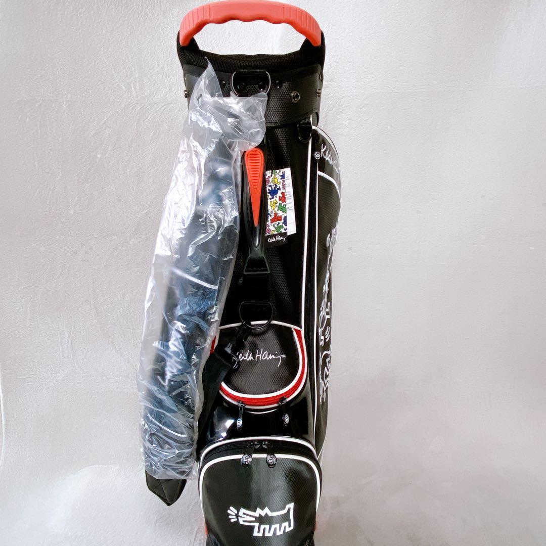 未使用　キースヘリング　スタンド付キャディバッグ　9型　ブラック　レッド　黒　赤