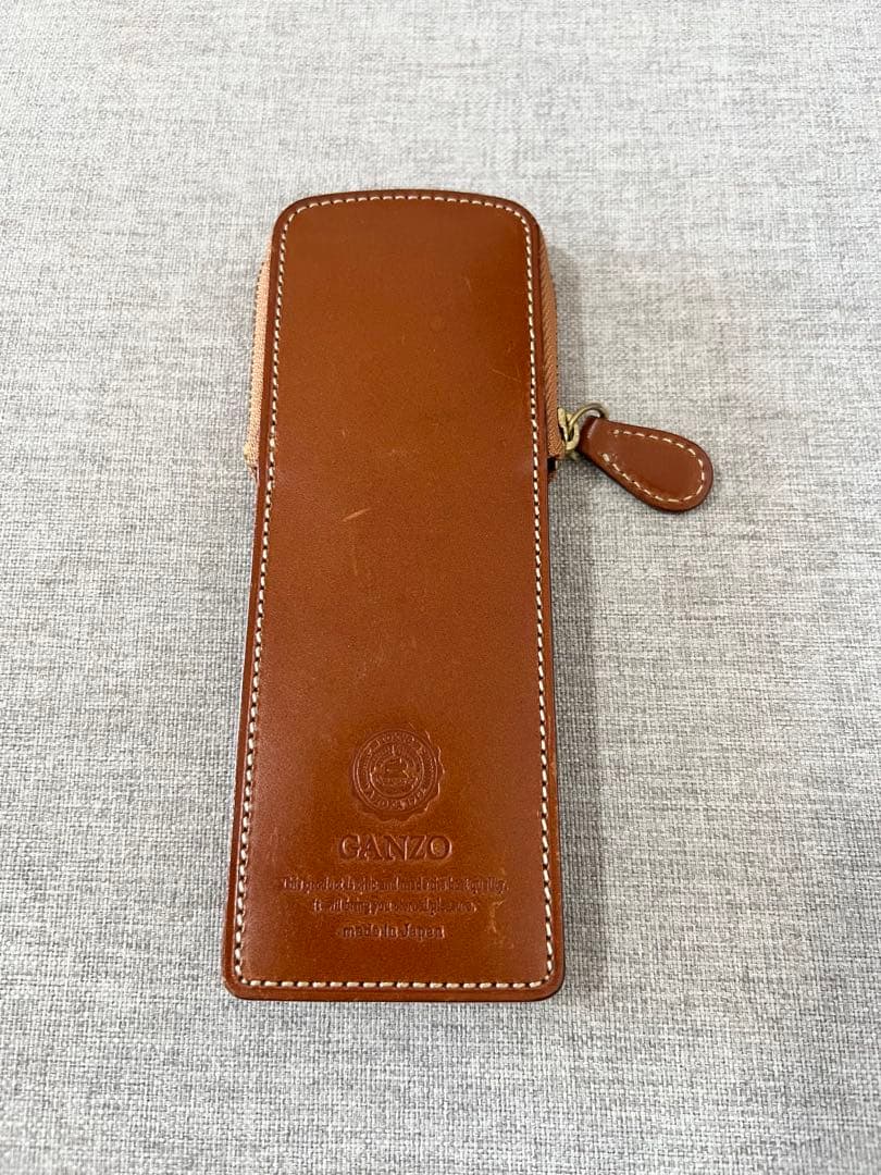 CANZO ブラウンレザー 筆箱 ジッパー式