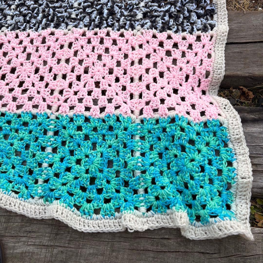 【USA vintage】グラニーブランケット スクエアモチーフ アメリカ