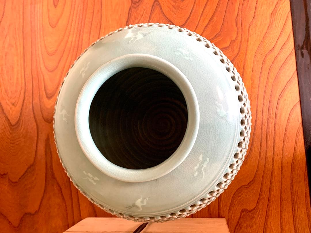 高麗青磁　宇星窯業　朴龍凡　花瓶