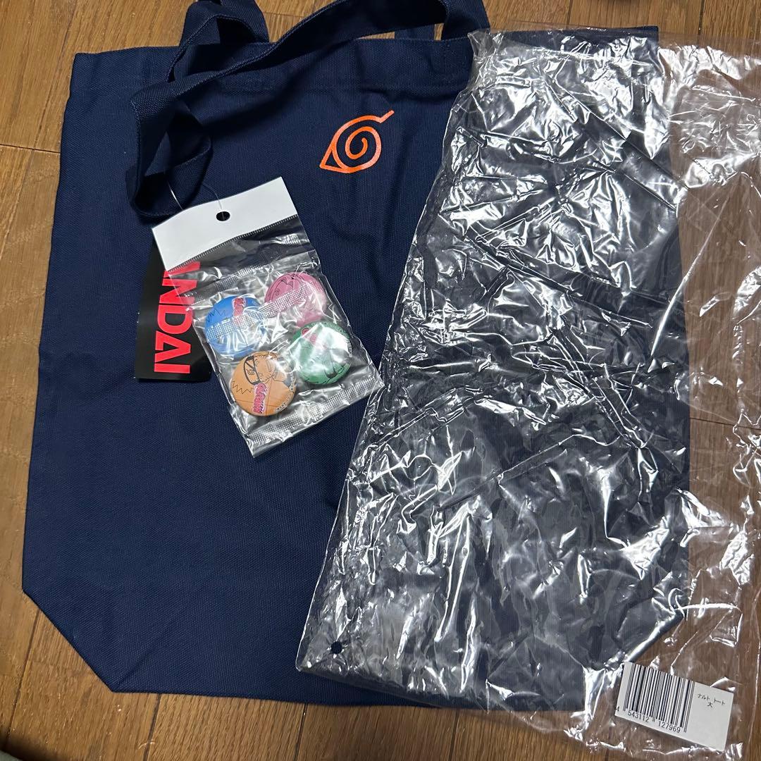 激レア　NARUTO ナルト　トートバッグ＆缶バッジ　サスケ　サクラ　カカシ
