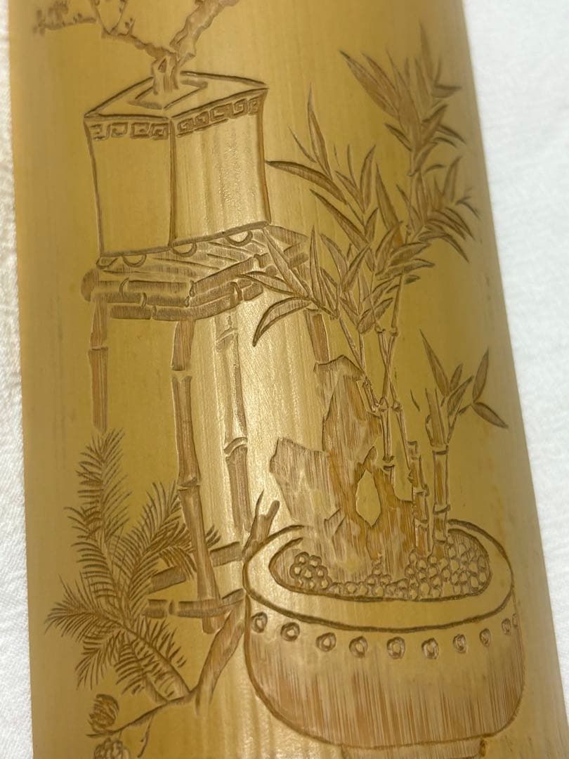 009玉竹、竹工芸、彫刻、茶則、茶道具、茶器、煎茶、清供、文人、茶合、仙媒