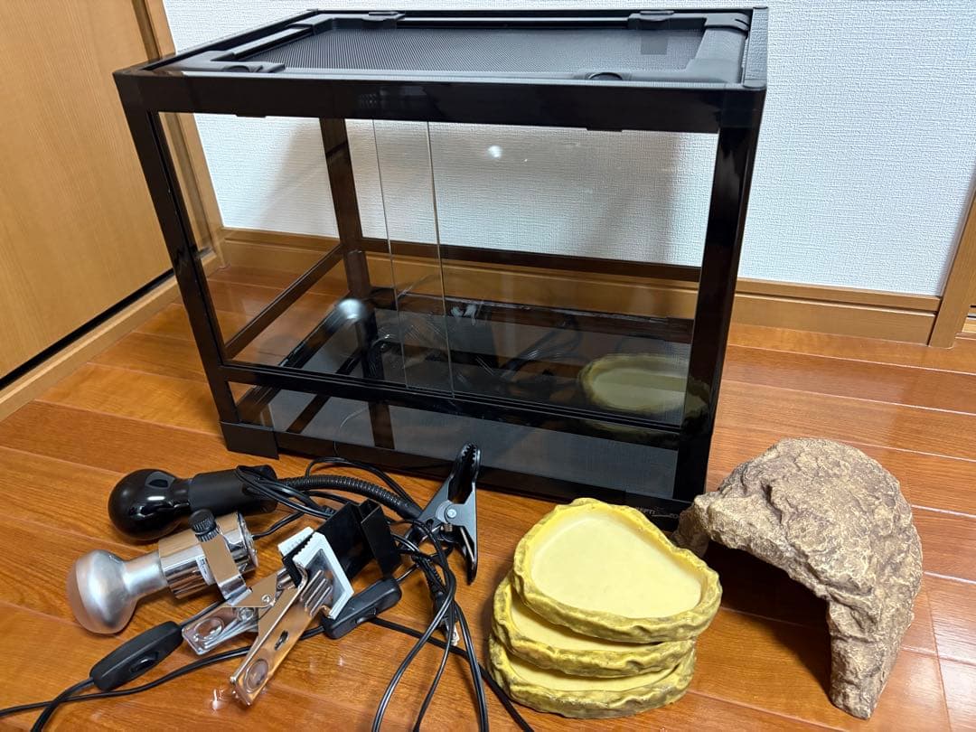 【最終値下げ】爬虫類飼育セット（爬虫類飼育ガラスケージセット）
