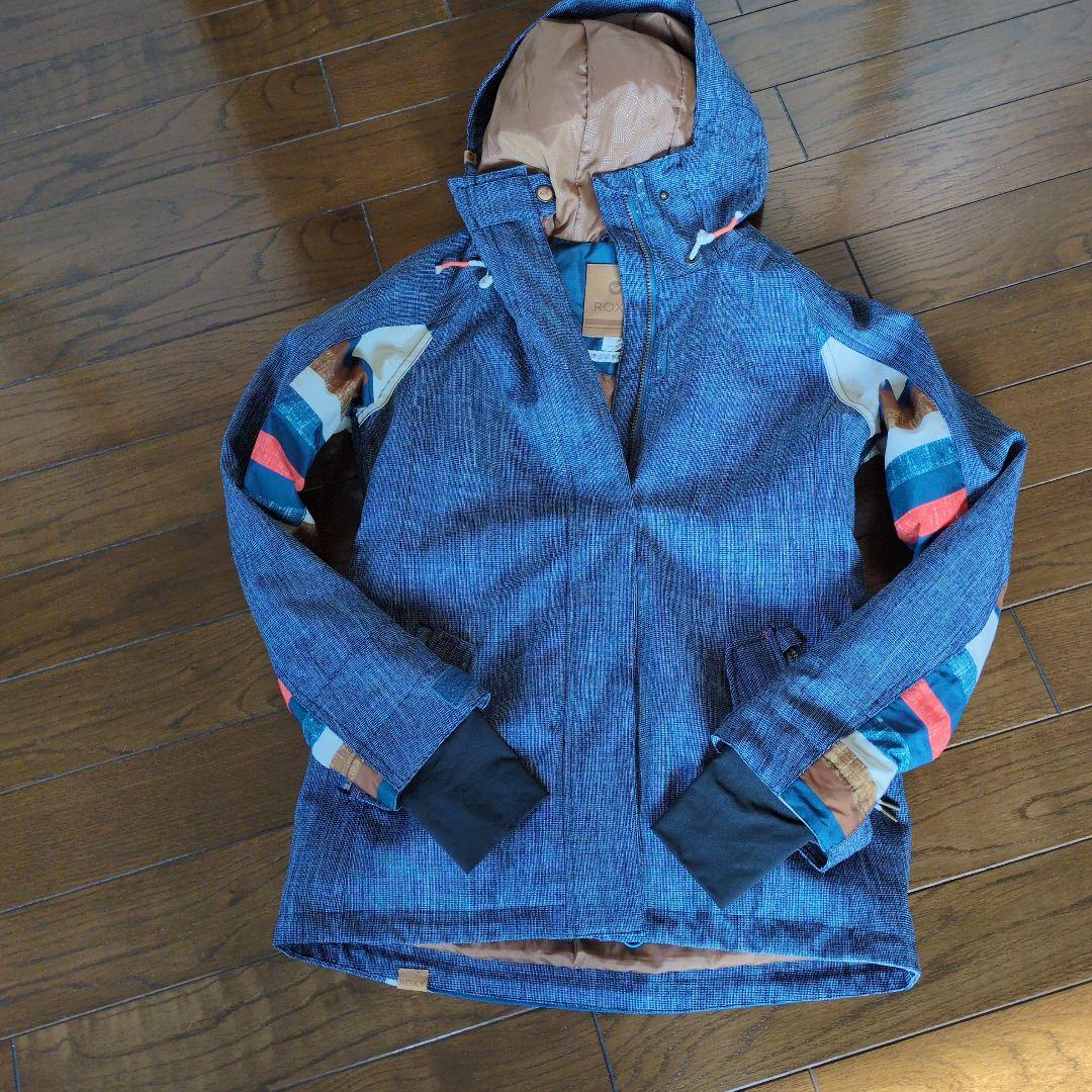 【美品】ROXY　スノボウェア　上下セット　ボーダー　マルチカラー　デニム風　Ｓ
