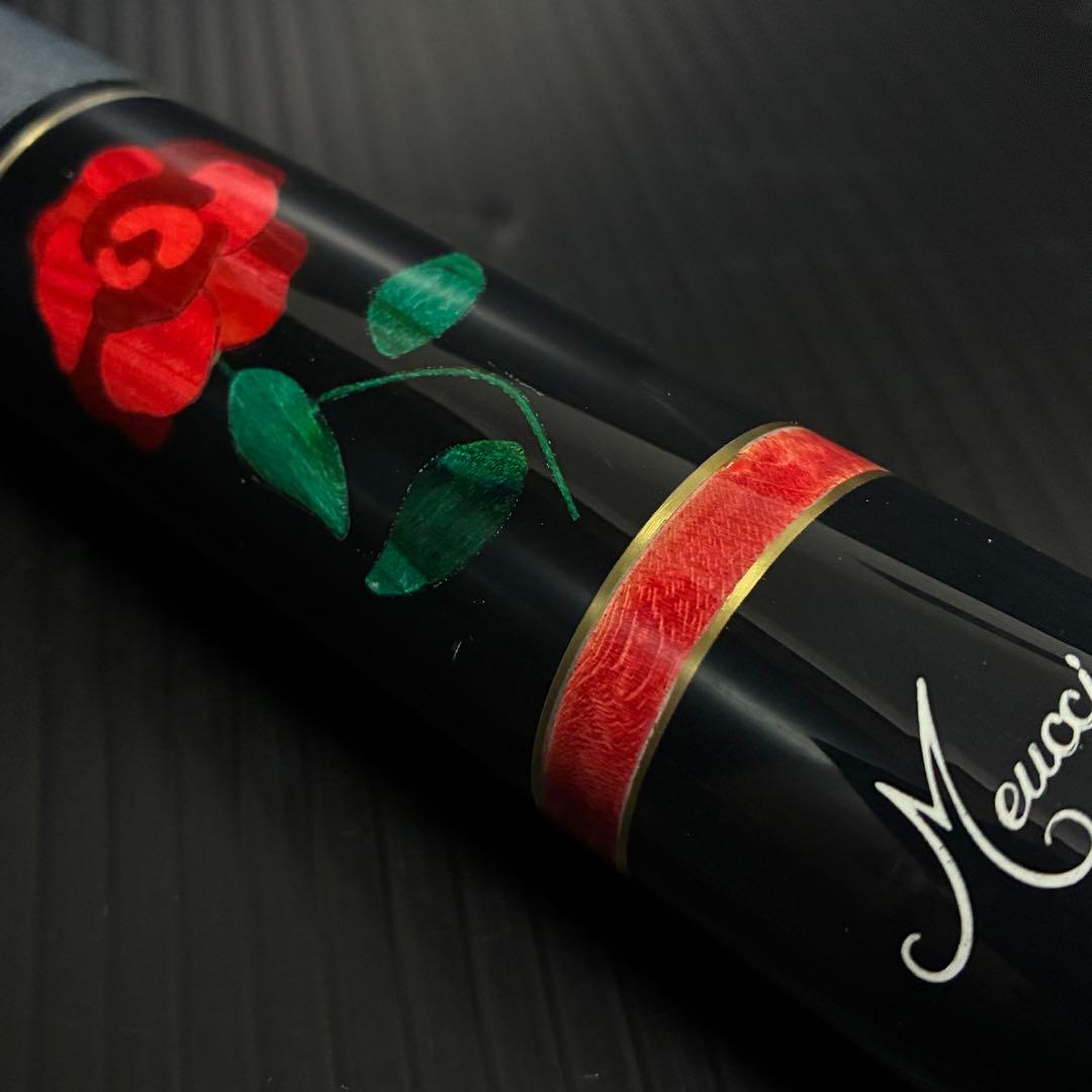 【インレイ／黒ドット】メウチ 薔薇 ローズ ヴィンテージ ビリヤード 美品
