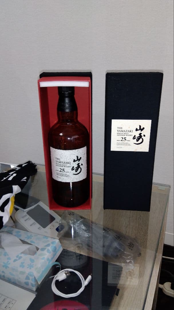 山崎 25年 シングルモルトウイスキー空き瓶専用ボックス付き