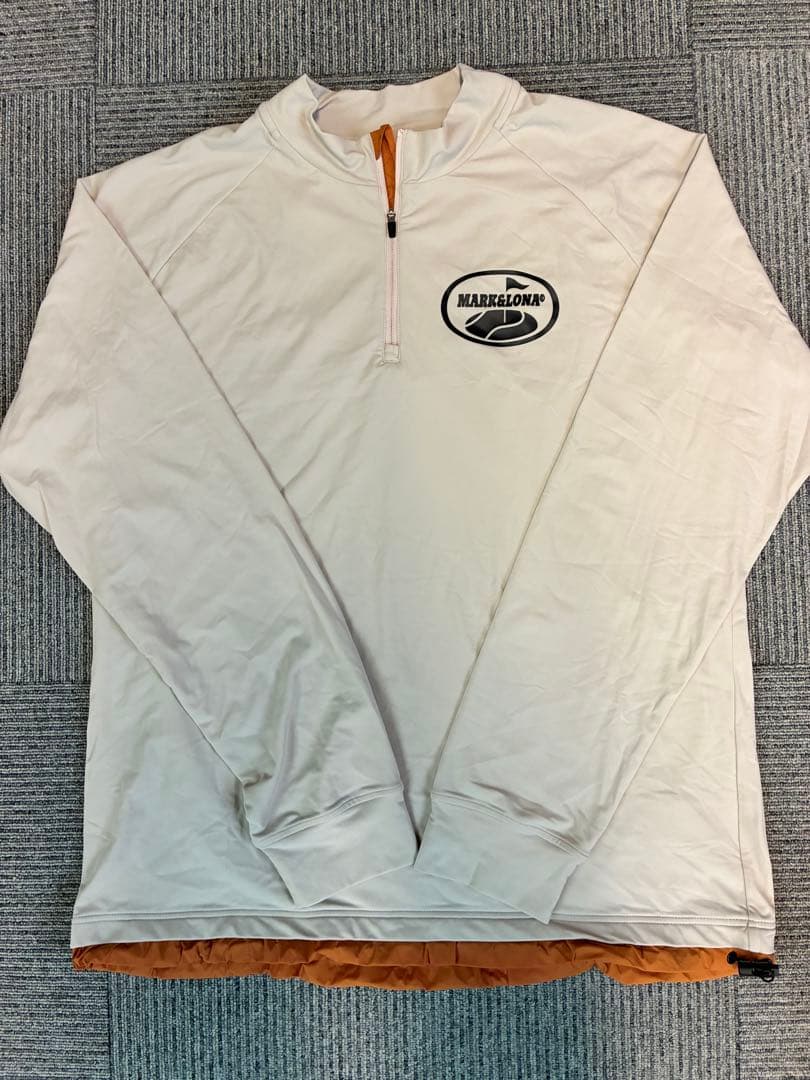 MARK&LONA メンズ ベージュ ハーフジップ ドローコード付き ストレッチ