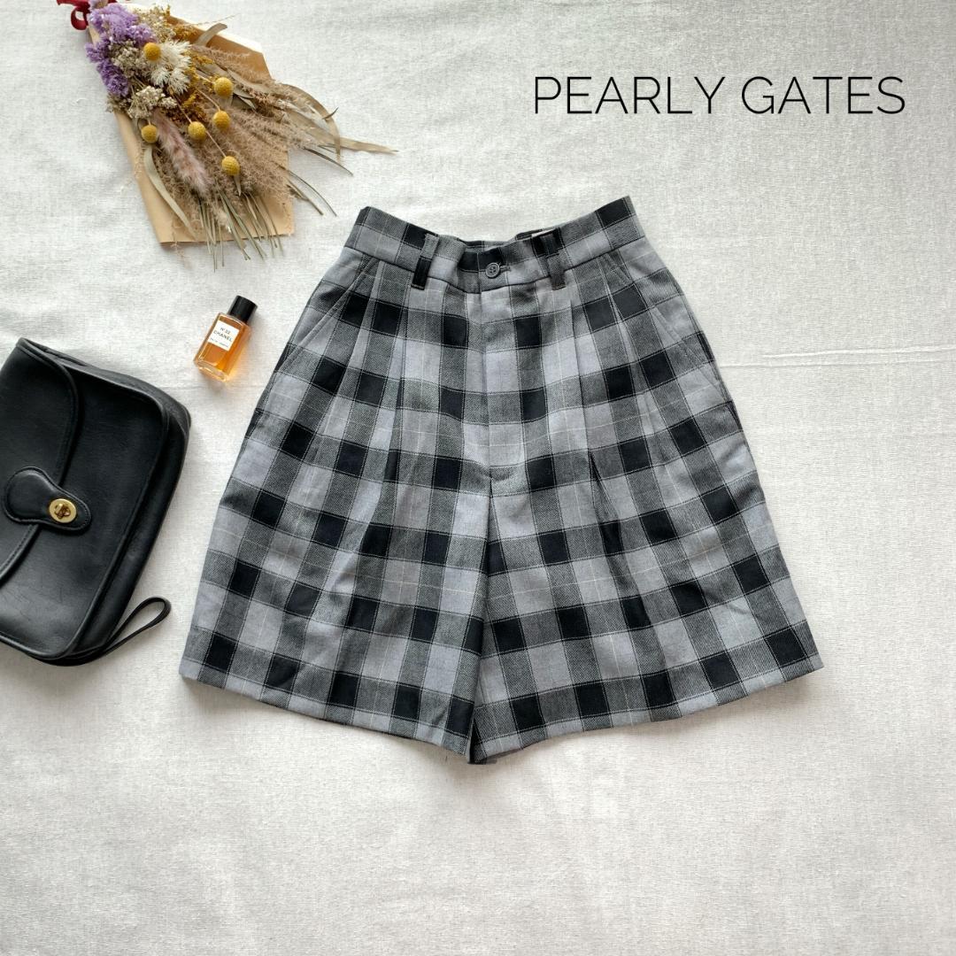 新品タグ　パーリーゲイツ　ショートウールパンツ　チェック柄　M　撥水加工　ゴルフ