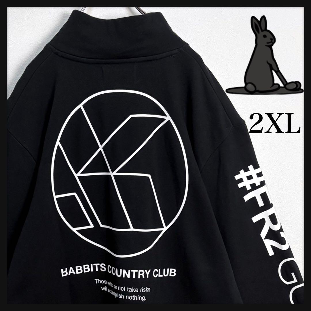 【美品★2XL】FR2 ゴルフ ビッグロゴ ハーフジップスウェット 刺繍ロゴ