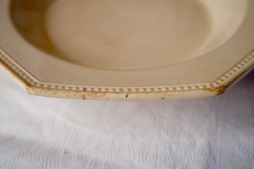 フランス アンティーク クレイユモントロー オクトゴナルプレート 陶器 深皿①