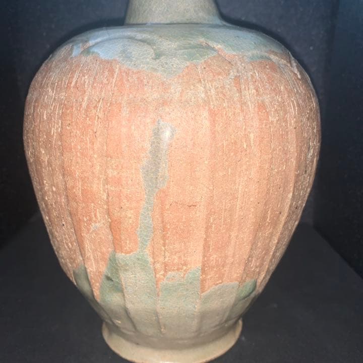 高麗青磁　盤口瓶　鎬広口瓶　須恵器　花瓶　オブジェ　李朝