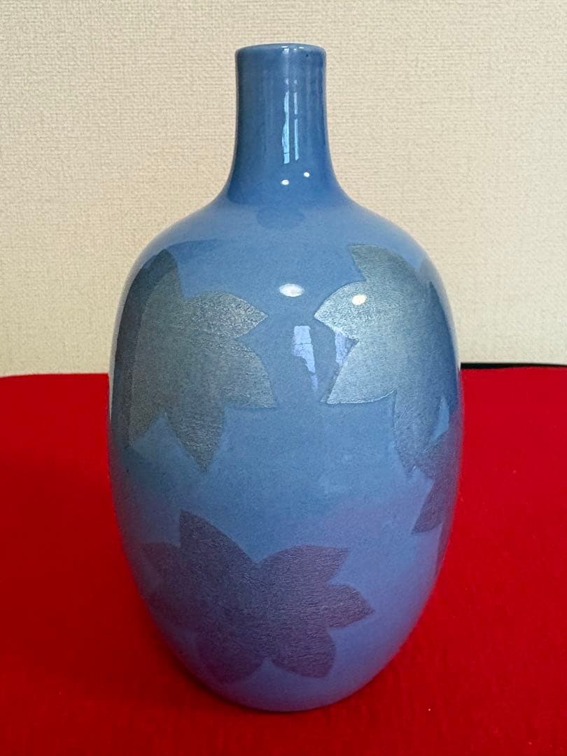 人間国宝 中田一於 淡青釉裏銀彩 花入 N45 日本工芸会正会員 九谷焼