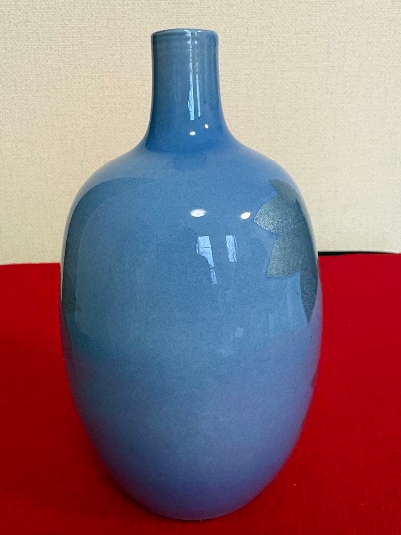 人間国宝 中田一於 淡青釉裏銀彩 花入 N45 日本工芸会正会員 九谷焼