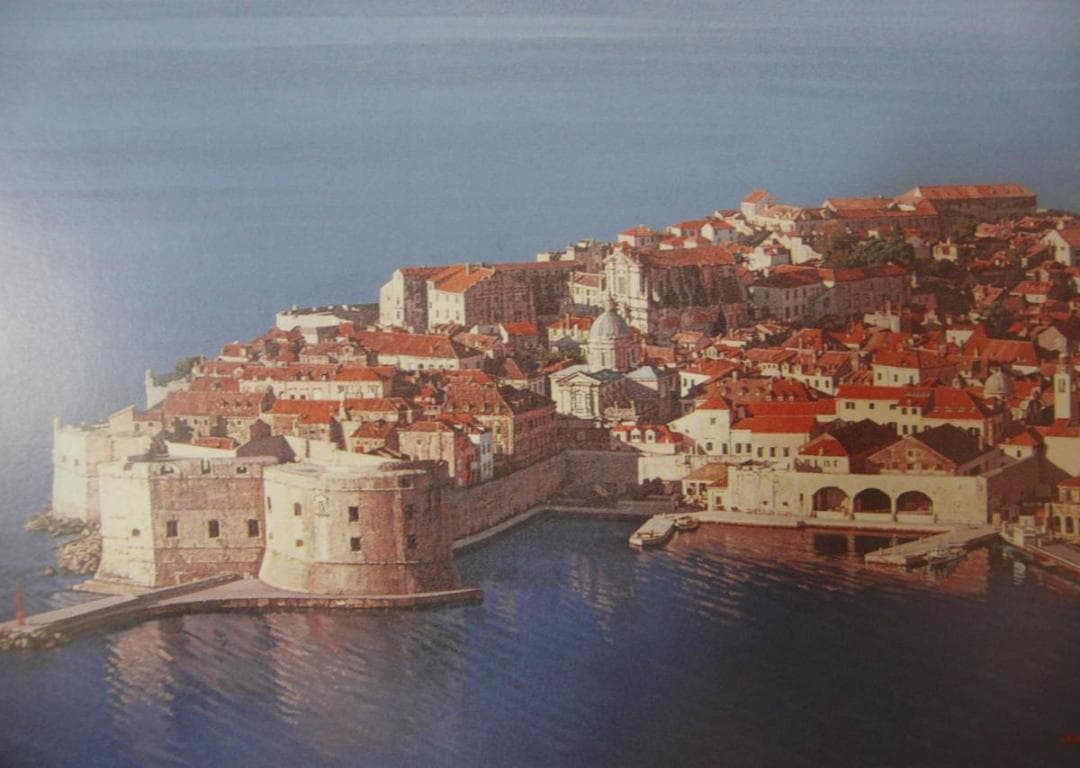 羽田 裕,「アドリア海の真珠」、希少な額装用画集より、新品高級額装付