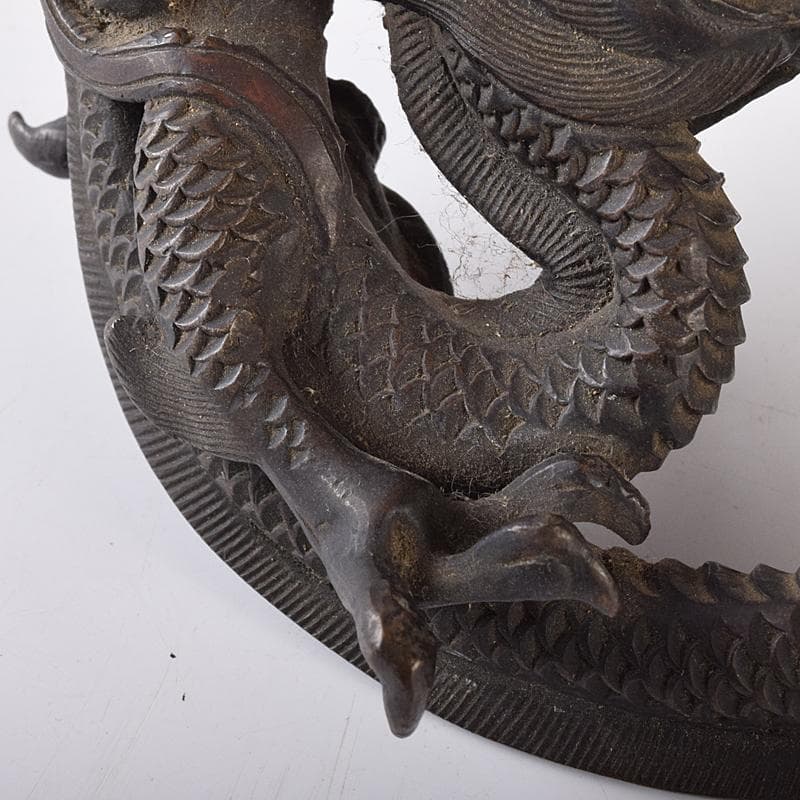 中国　古銅　龍　紙鎮　墨床　蓋置　置物　T　R8206