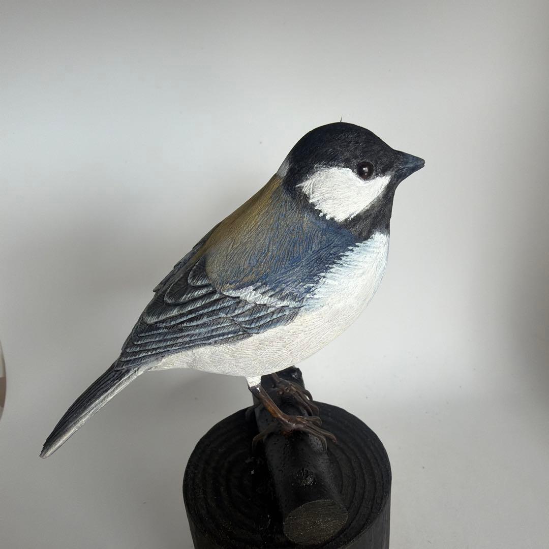 シジュウカラ　バードカービング 　　　　　　木彫りの野鳥　野鳥彫刻