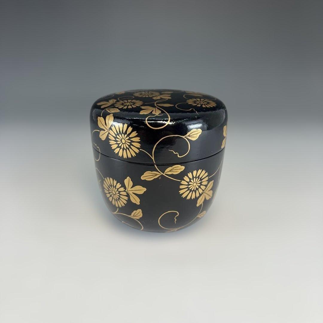 【茶道具】坂下雄峰造　淡々斎好写　菊唐草蒔絵　大棗（共箱）★送料込★