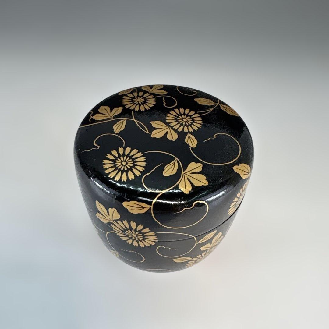 【茶道具】坂下雄峰造　淡々斎好写　菊唐草蒔絵　大棗（共箱）★送料込★