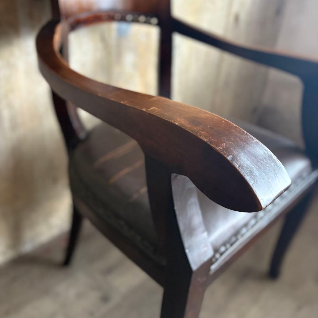 エスニックスタイル　レザーシート アームチェア ヴィンテージ　②