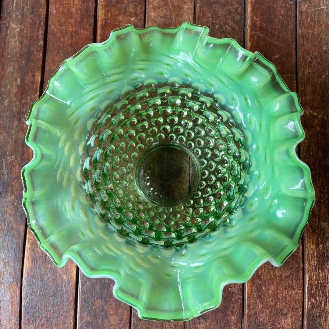 50s オールドフェントンFenton グリーンオパールセントガラスアンティーク