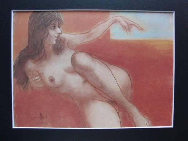 古沢岩美、デッサン 45、希少大判画集画、新品額装付、状態良好