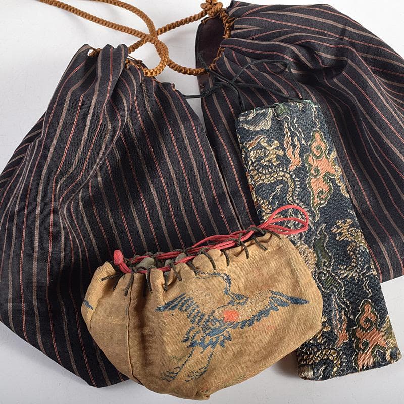 茶道具　時代　桐木地　茶箱　赤楽茶碗　黒柿茶壷など　五点　一式　D　R8789