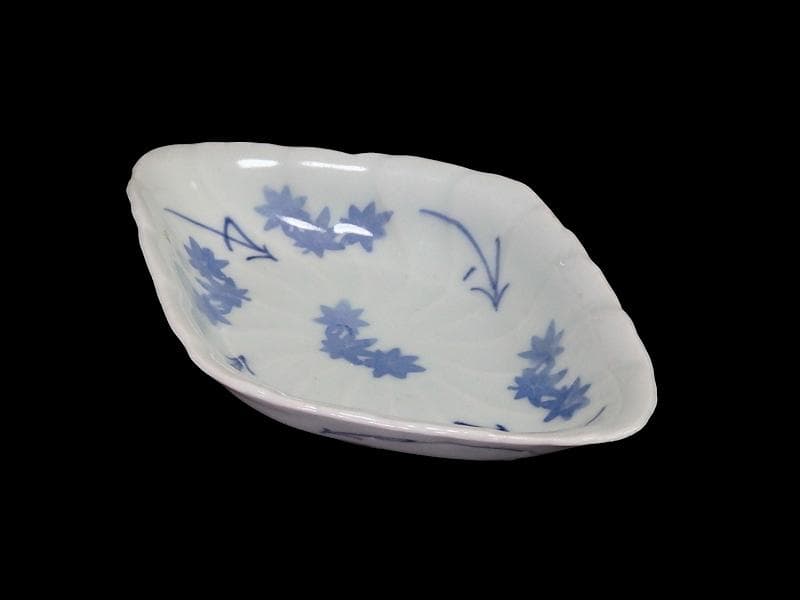 古伊万里　こんにゃく印判　紅葉の図　菱形変形小皿　江戸中期　A346AS-CWr