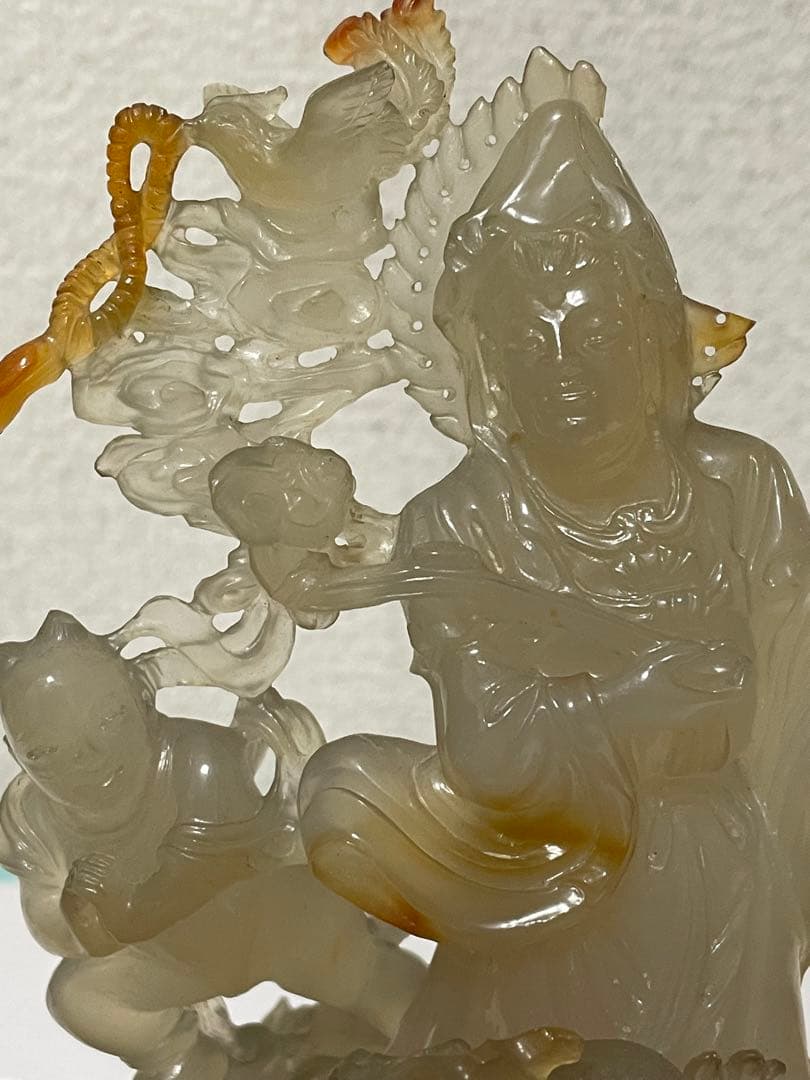 中国美術　置物　玉石　瑪瑙　メノウ　美しい彫刻