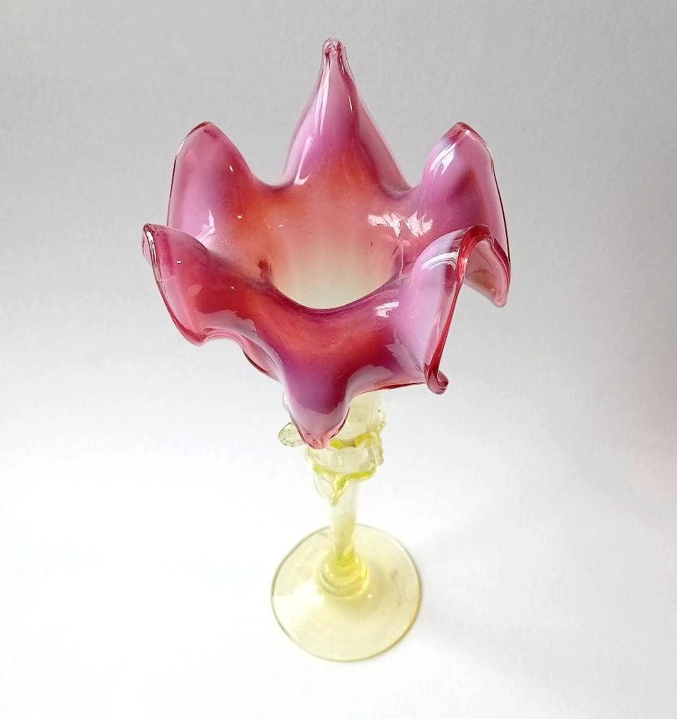 ★G1703★ アンティーク ウランガラス　花瓶　花器　ヨーロッパ