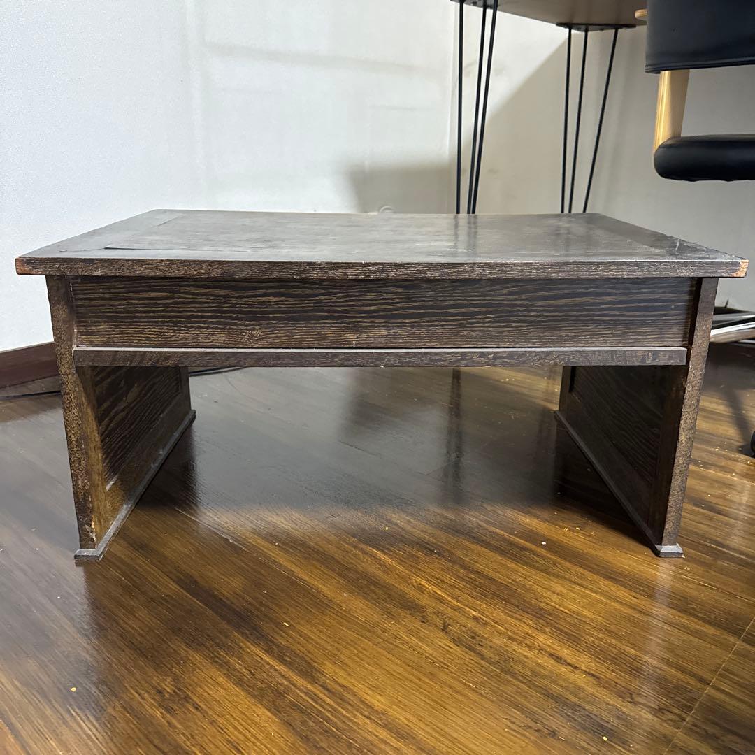 【セール〜1/30】レトロ家具 | 木製ダークブラウン座卓 引き出し2つ