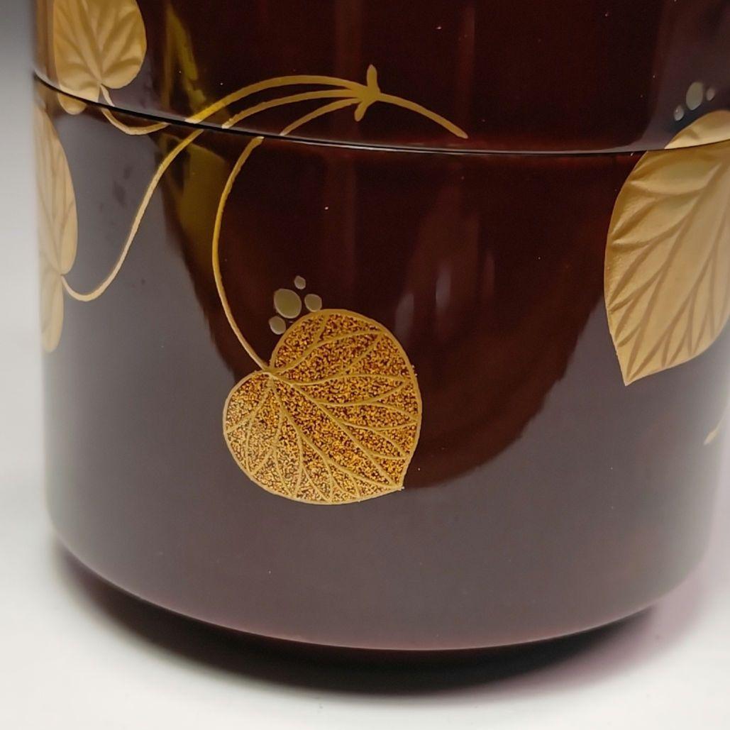 イ468 棗『漆専堂　岡本漆園』『葵蒔絵留塗雪吹』『久田宗也（尋牛斎）極箱』茶道