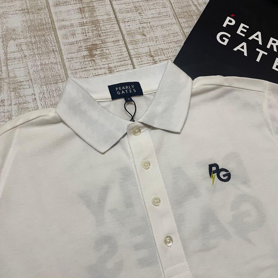 新品 パーリーゲイツ 半袖シャツ サンダーロゴ ホワイト Mサイズ（4）