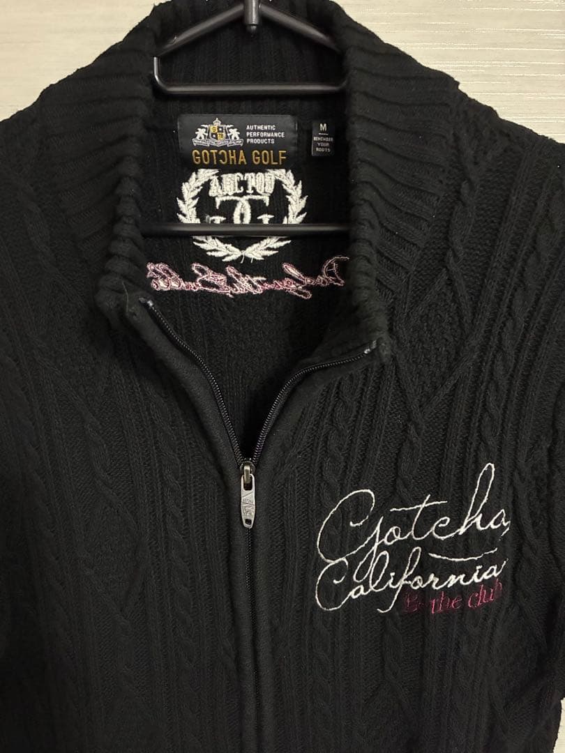 Gotcha Golf ゴルフ フルジップ 黒 M 刺繍ロゴ