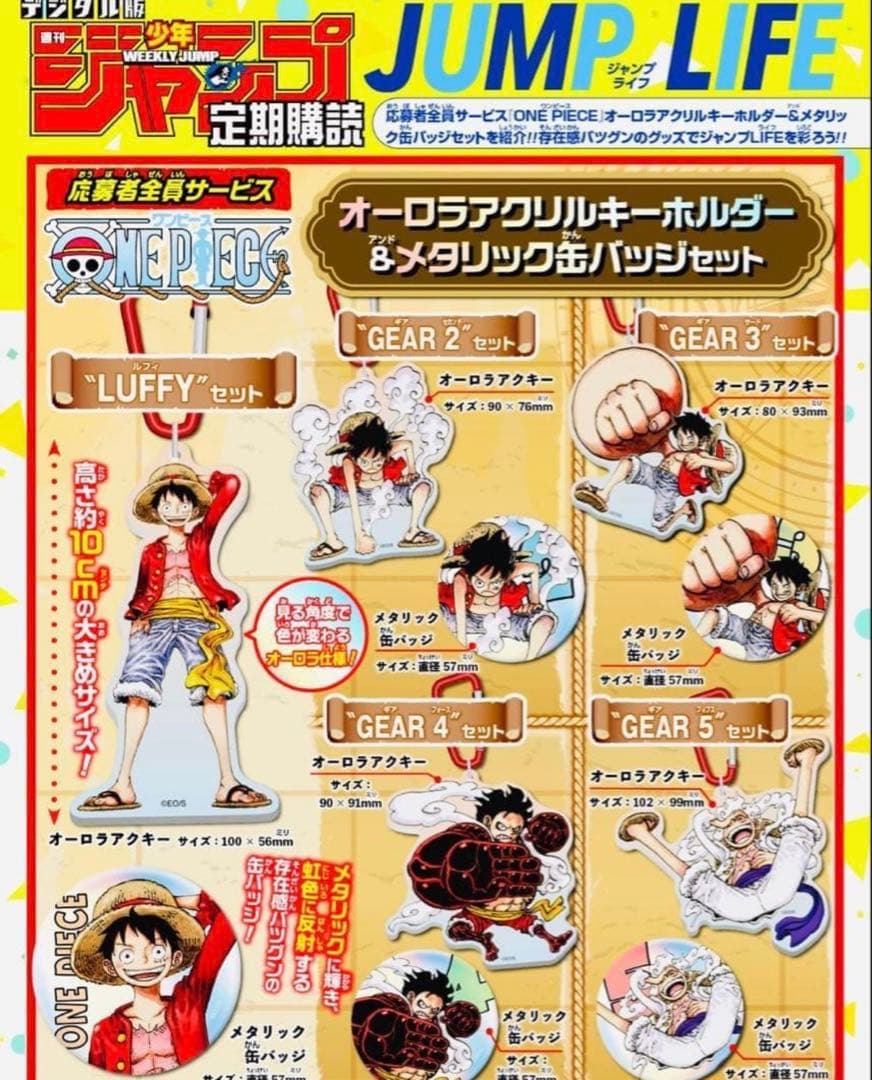 ワンピース ONE PIECE オーロラアクキー＆メタリック缶バッジ5種セット
