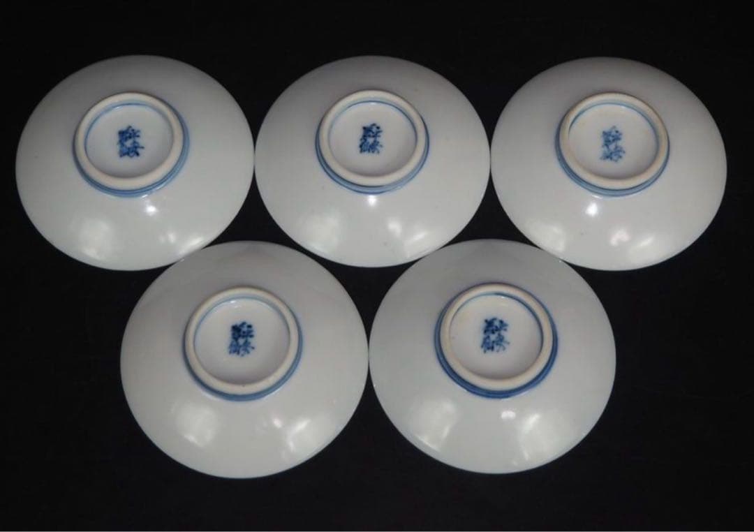 送料無料　大正2年（1913年）平安？仙造　盃台付　寿字文盃5客　完品無傷