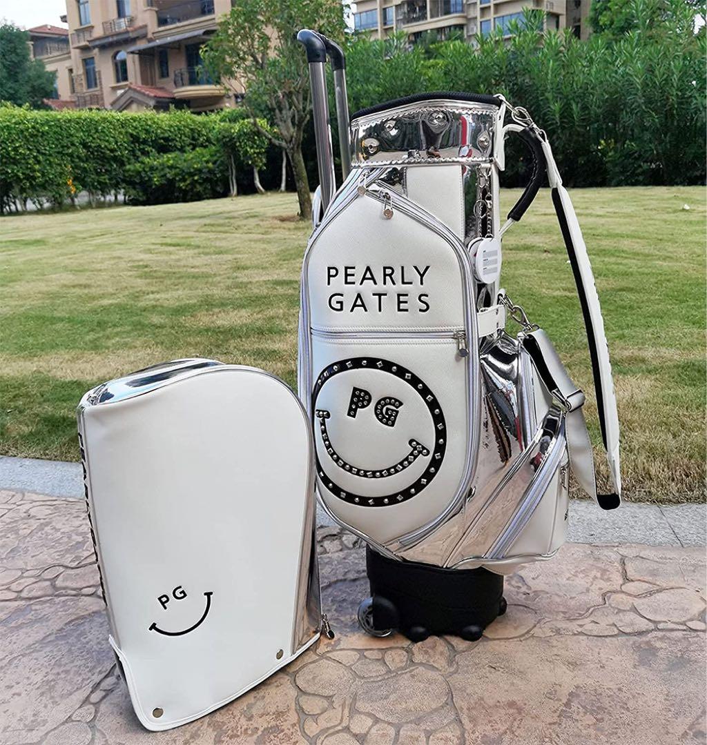 コ*ー様 PEARLY GATES キャディバッグ シルバー/ホワイト ゴルフバ