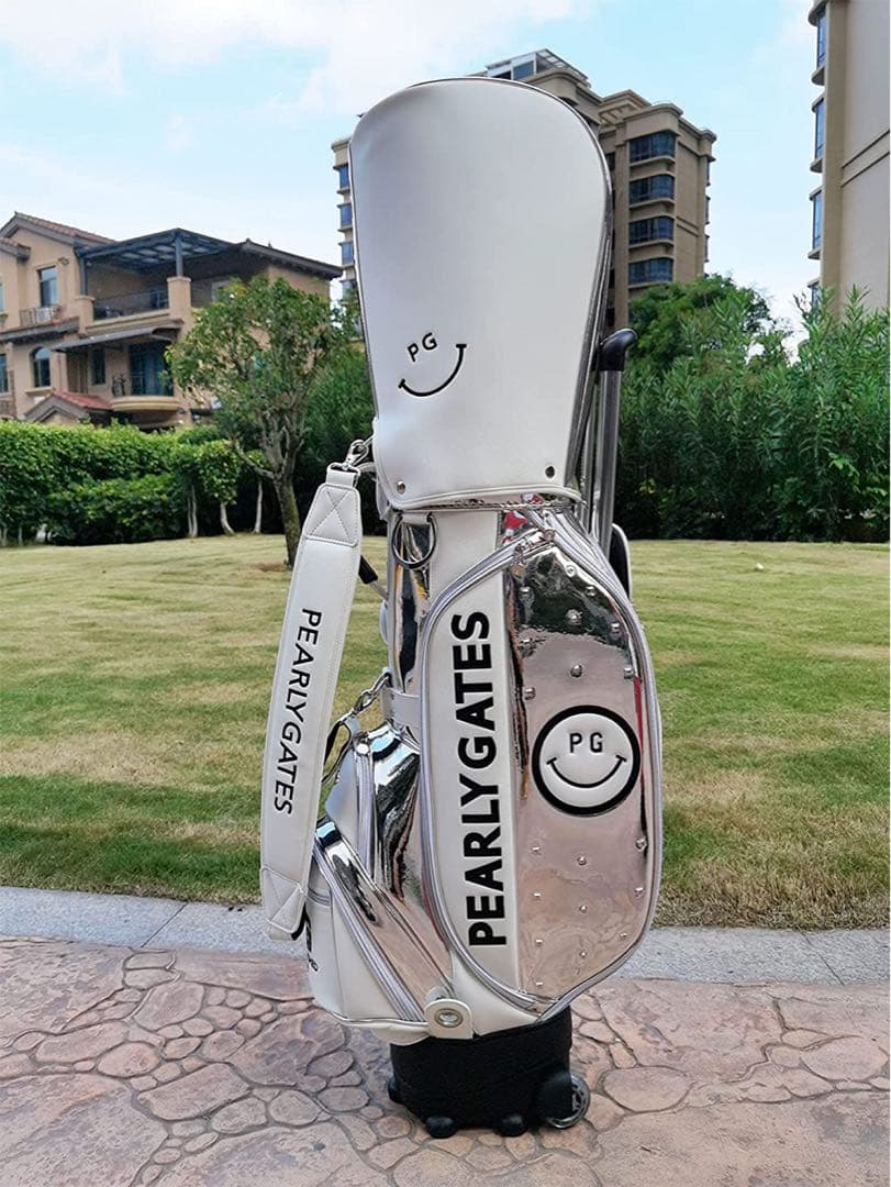 コ*ー様 PEARLY GATES キャディバッグ シルバー/ホワイト ゴルフバ
