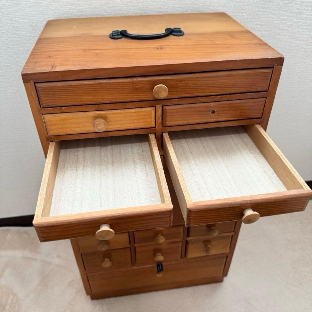 昭和レトロ 木製薬箱 ミニチェスト 箪笥 引き出し収納 19引き出し 9段